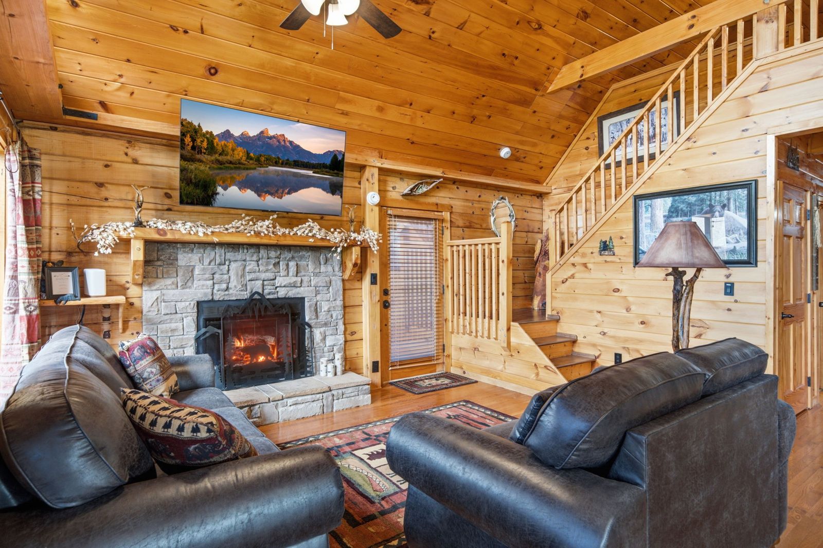 Living room with fireplace